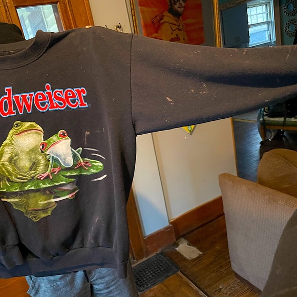 RARE BUDWEISER CREWNECK 90s Budweiser Frog SuperBowl 95 BUDWEISER commercial - Picture 11 of 14
